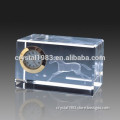 Wholesale k9 glass block with watch clock inside engraved 3d laser crystal glass cube
